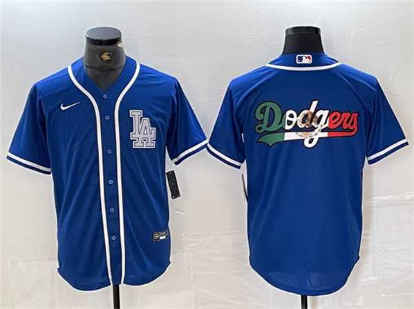 Men%27s Los Angeles Dodgers Team Big Logo Blue Cool Base Stitched Baseball Jerseys